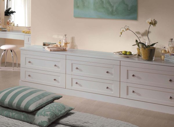 Full length drawers in light grey