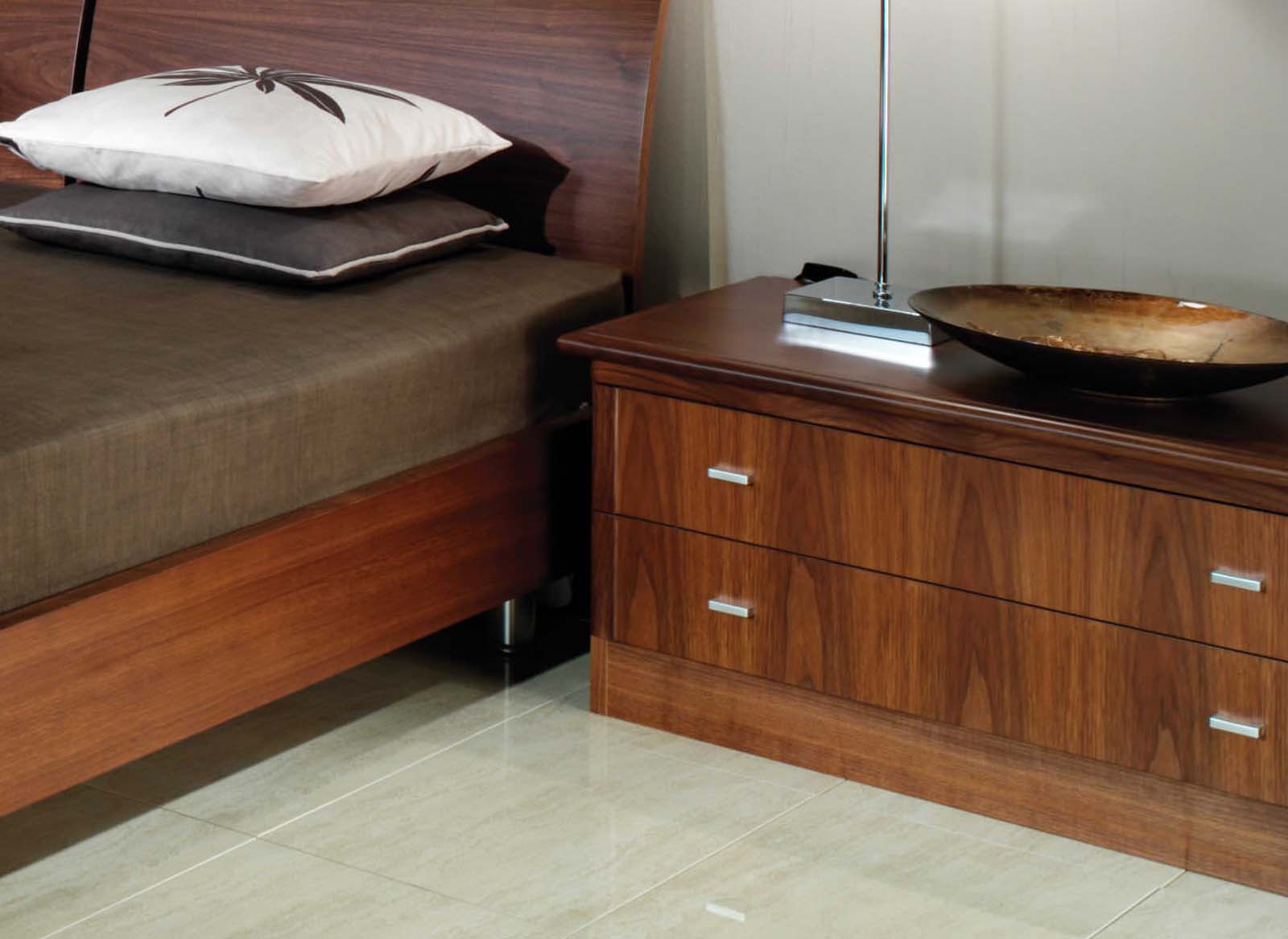 Fitted bedside tables in dark walnut Strachan