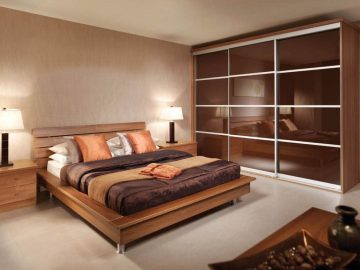 Contemporary coloured glass sliding wardrobe doors