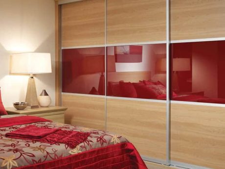 Red contemporary sliding wardrobe doors