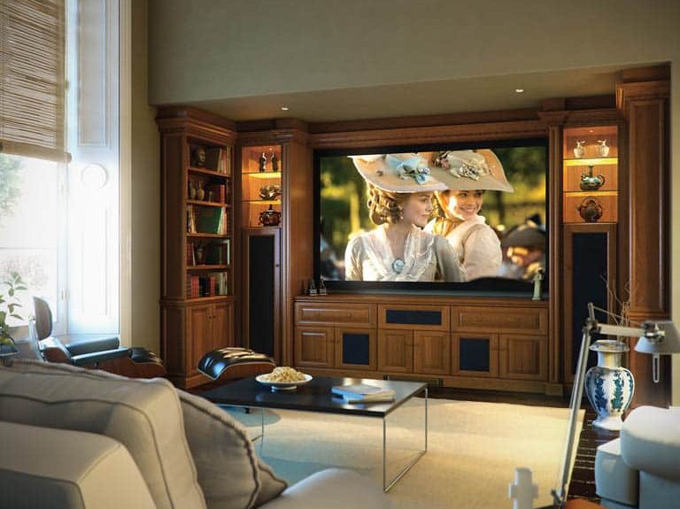 Shades of Oak fitted home cinema in Mellow Oak