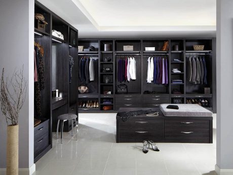 Neutral grey and Aura dressing room