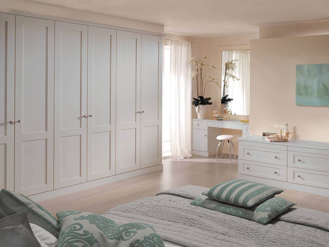 Fitted wardrobes in a blue grey