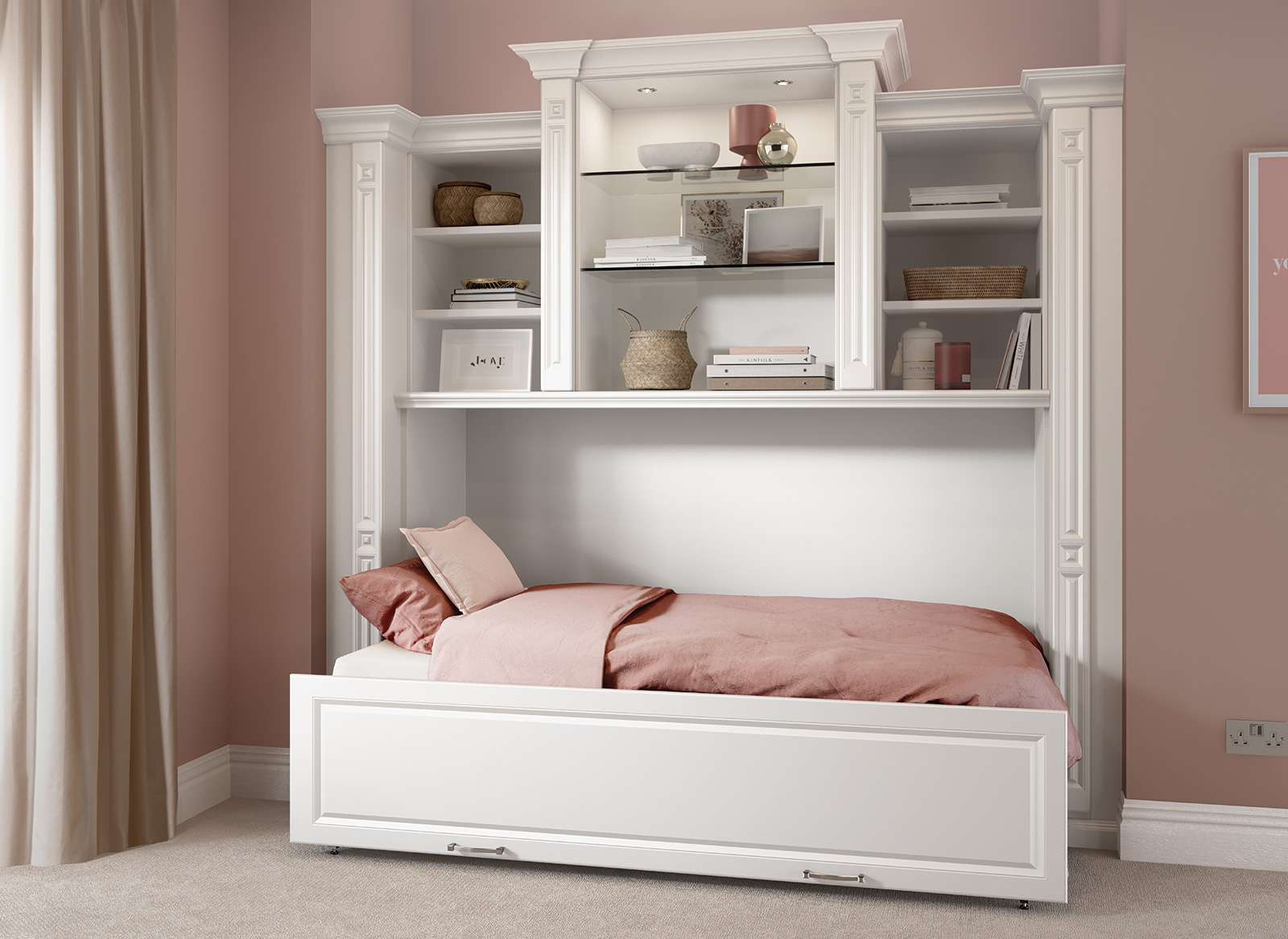 New England side fold wall bed in dove white finish