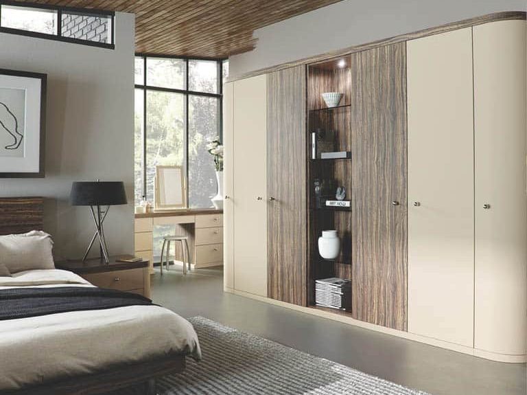 Optima bedroom in an Oyster & Dark Olive finish