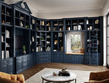 Fitted library furniture in bespoke Shades Of Oak