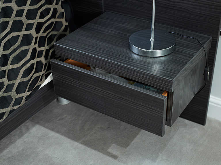 Case study showing drawer in bedside table