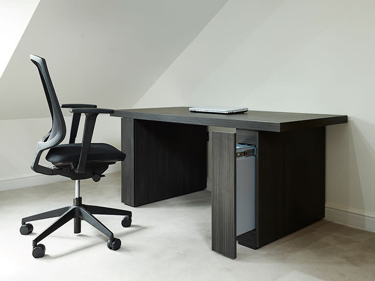 Case study showing desk with pull out pilasters