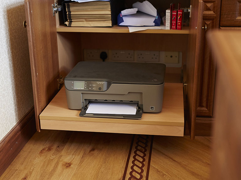 Slide out printer shelf