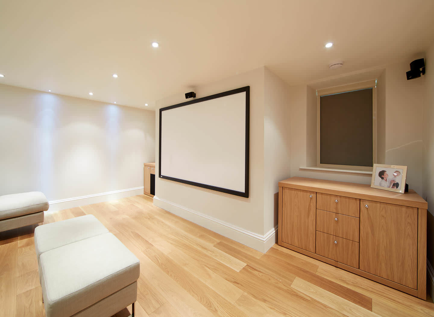 Case study showing drawers in home cinema basement conversion