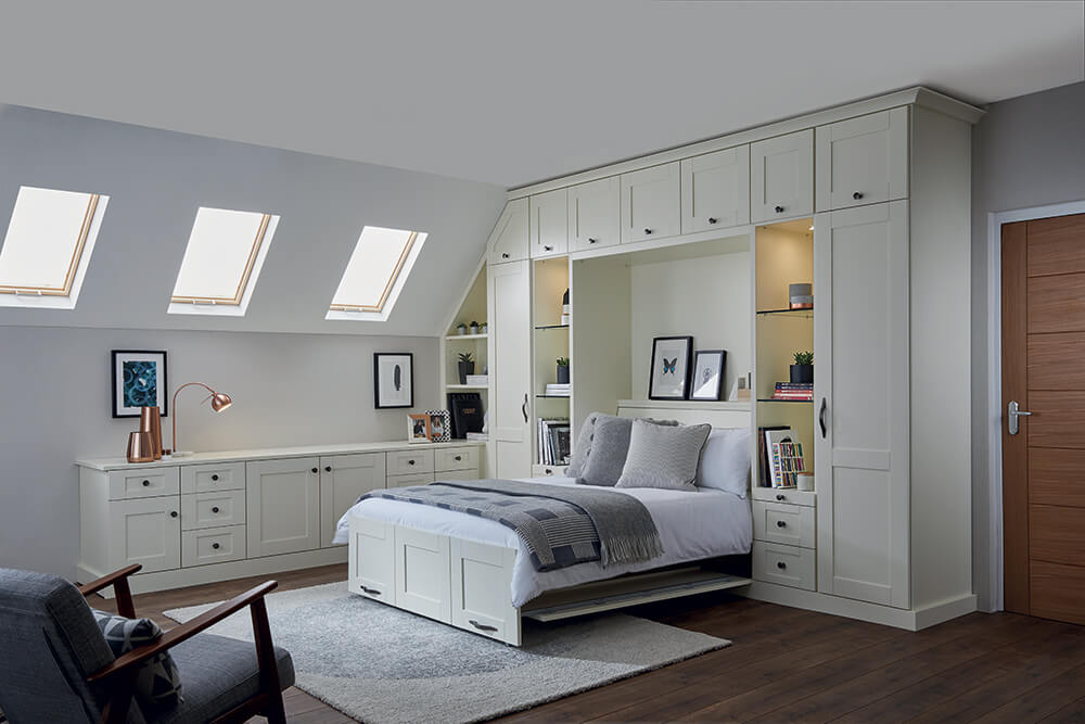 Verona white wall bed and fitted bedroom furniture