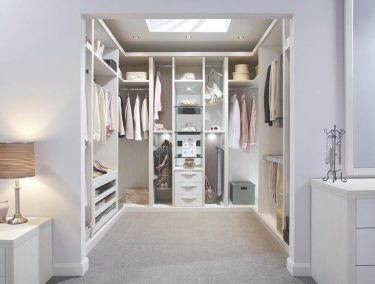 Bespoke walk in wardrobe in Pearl White