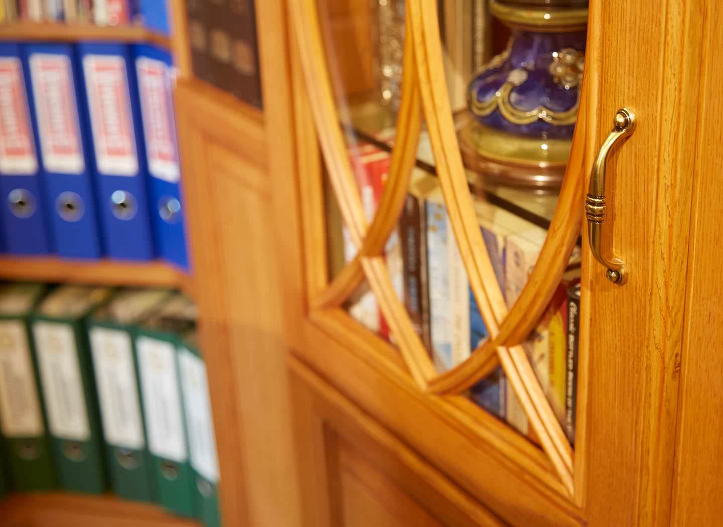 Fitted glass fronted display cabinet