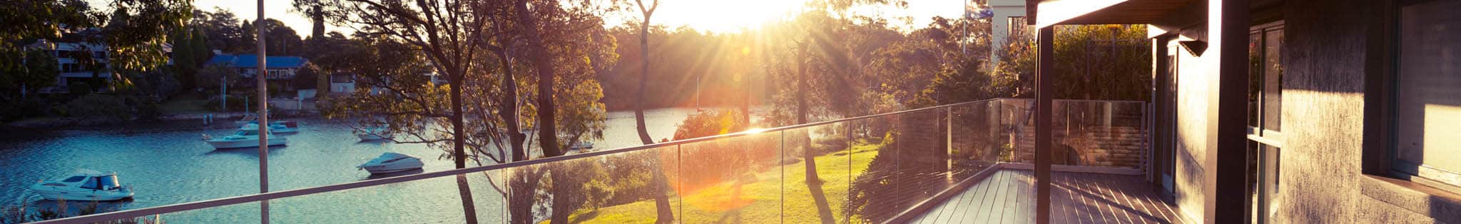View over swimming pool and marina