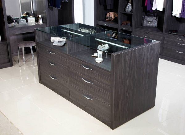 Freestanding island unit in dark wood