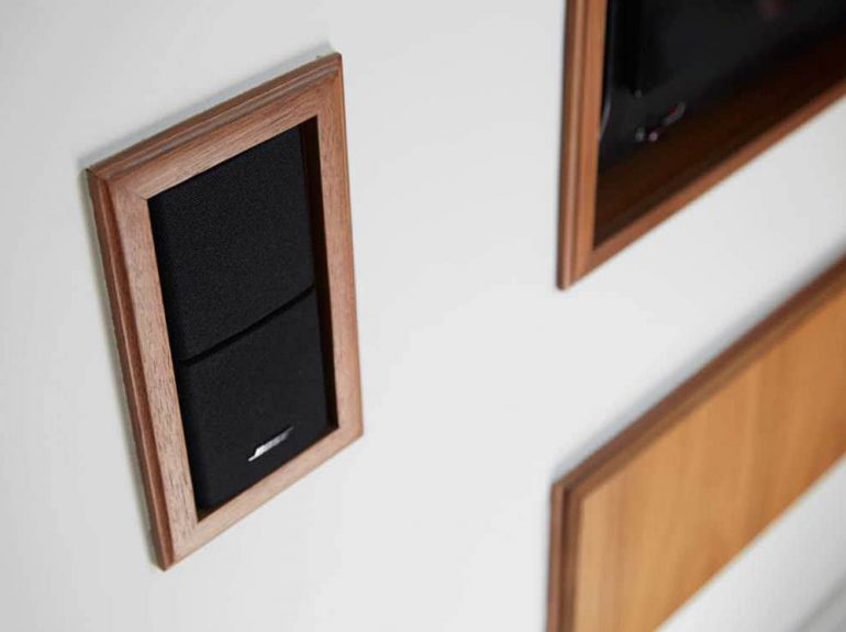 Wood surround on inset speakers