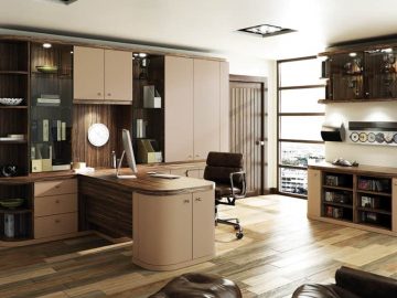 Optima home office in Cappuccino and Dark Olive