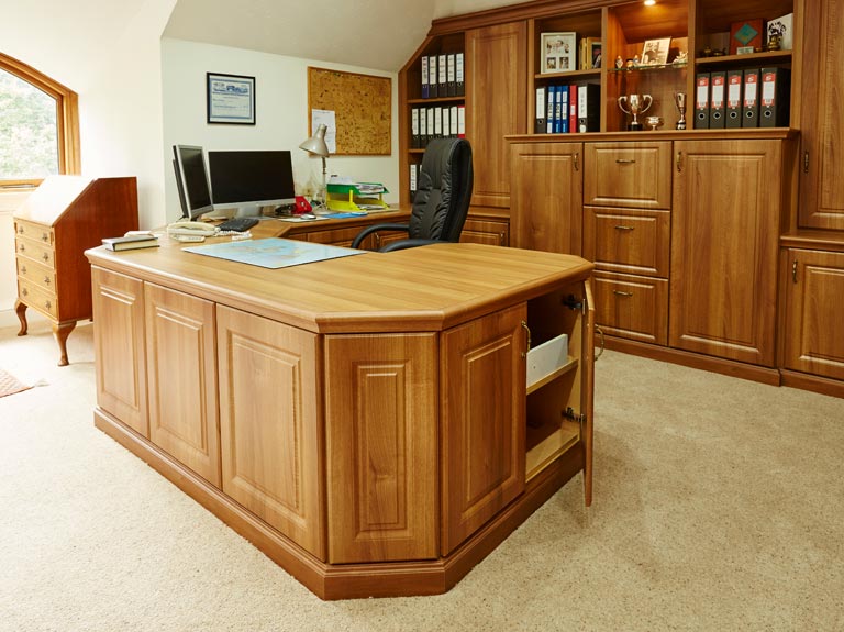 A luxury U shaped desk in a home office