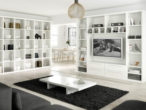 Contemporary fitted library shelves