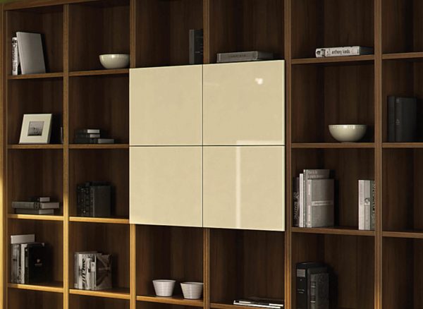 Contemporary panelled shelving fronts