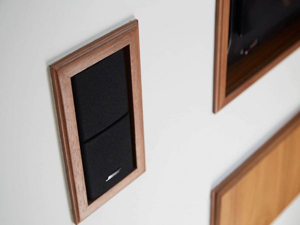Close up detail of integrated speakers