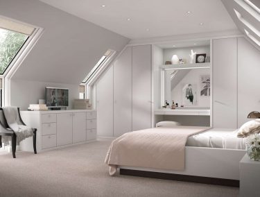 Matt grey bedroom configuration