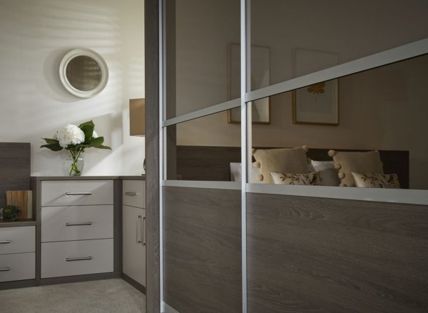 Mirrored sliding wardrobe panel