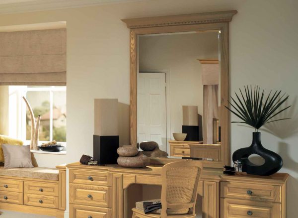 Full length mirror with natural oak framing