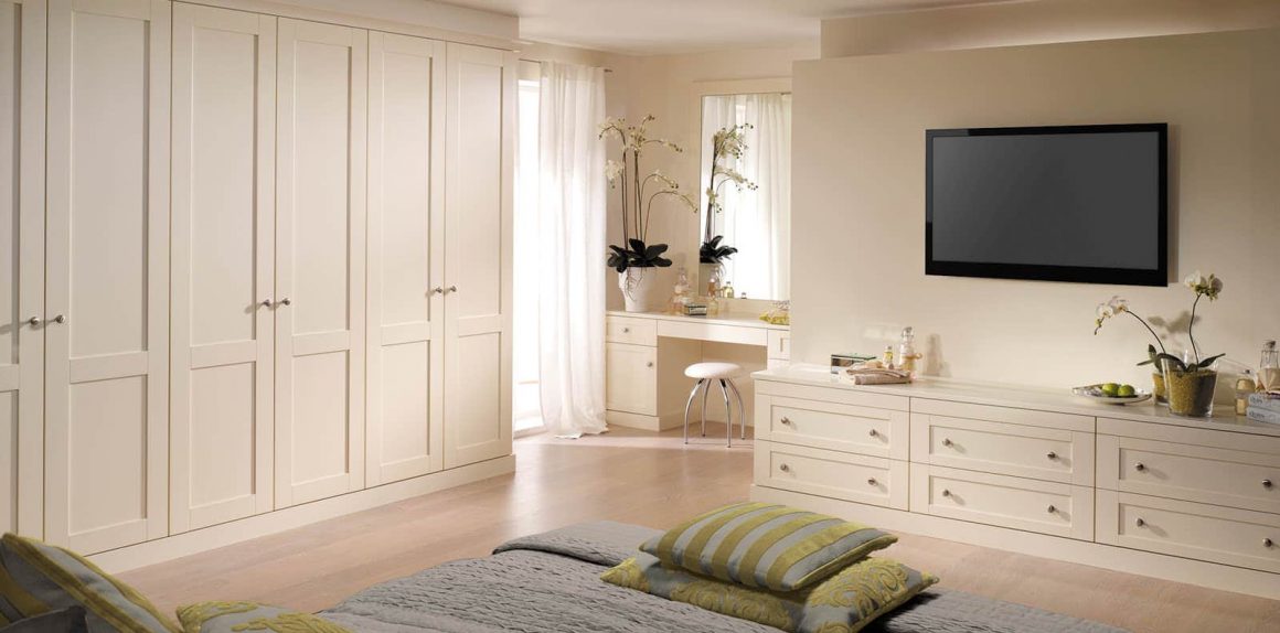 Fitted bedroom furniture in alabaster white