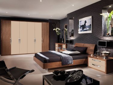 Milano fitted bedroom in cappuccino and black walnut