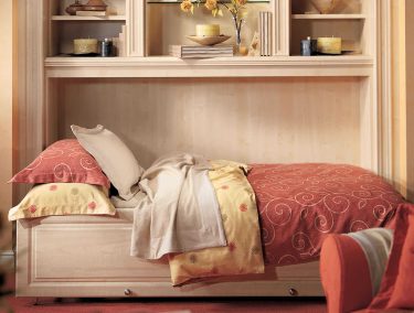 Side folding wall bed in maple