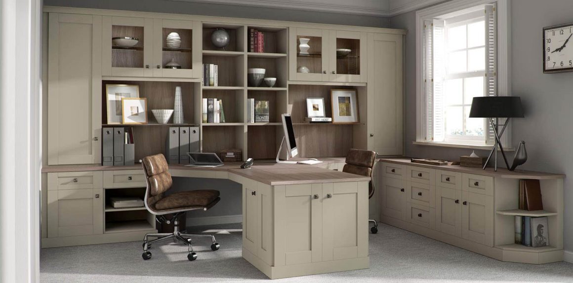 Home Office in sage green and driftwood finish