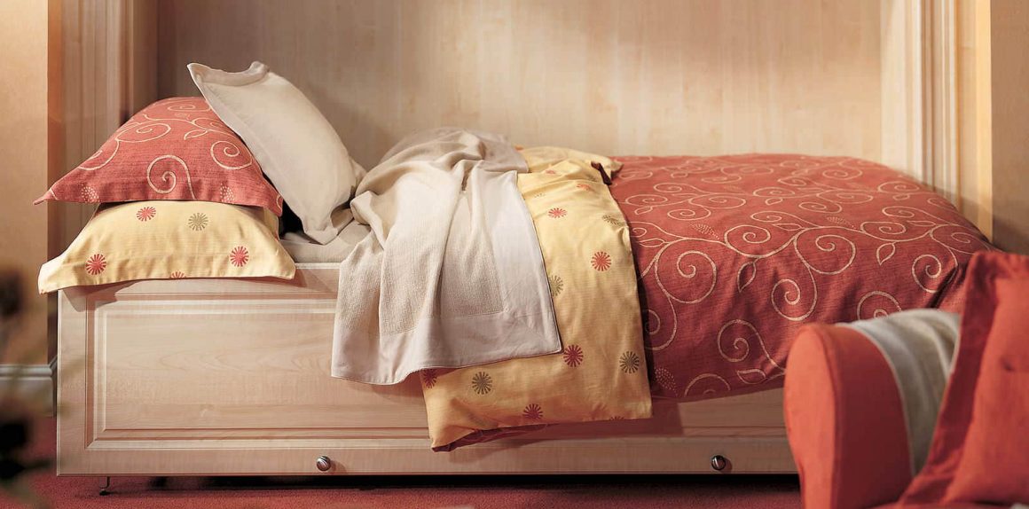 Fitted Side Fold Down Wall Bed in Light Wood Finish Strachan