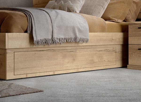 Solid oak bedframe with sliding under bed storage