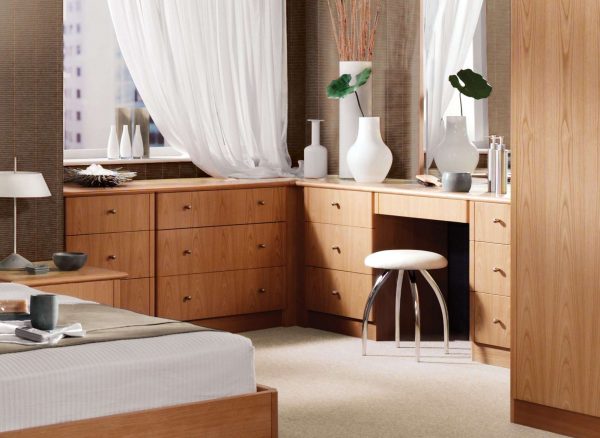 Bespoke dressing table and wardrobes in natural oak