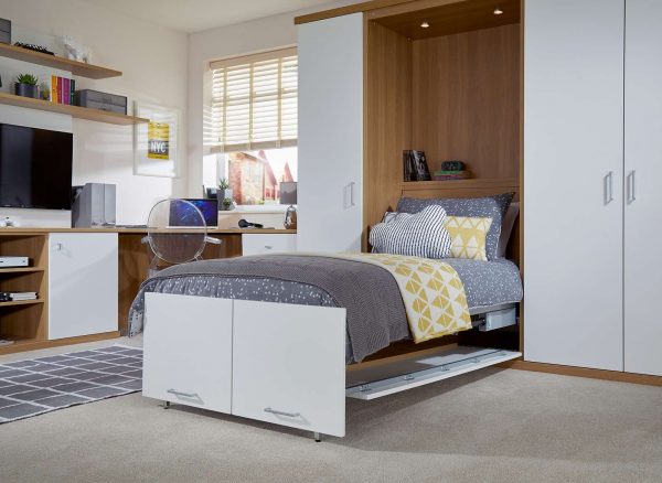 Toscana wall bed showing the comfortable mattress and interior storage