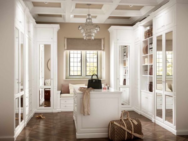 Traditional dressing room in New England Soft White