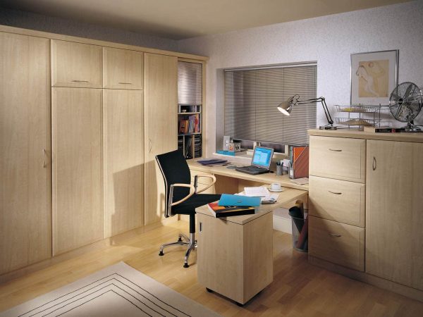 Bespoke study bedroom in Maple with folding desk